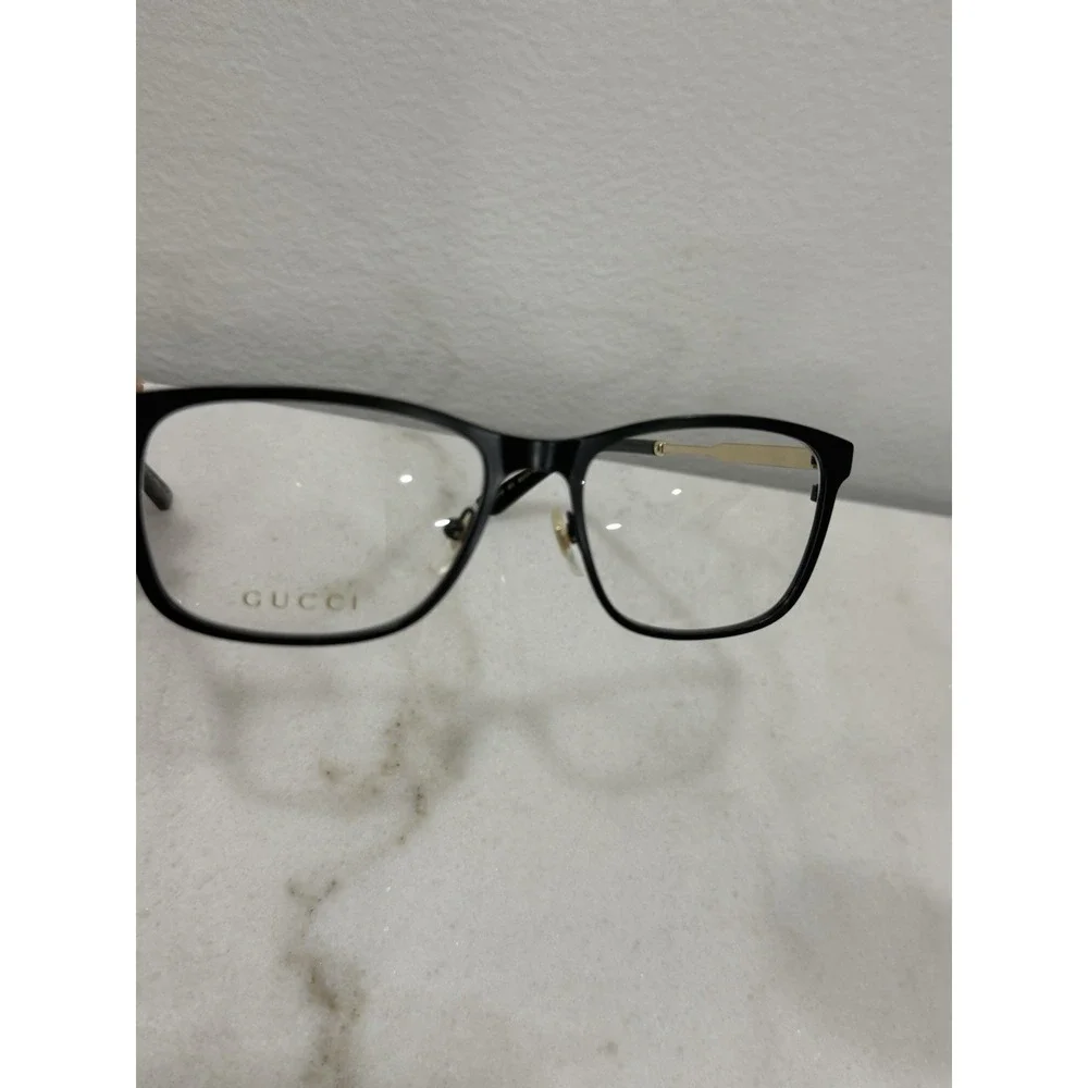 Gucci GG0301O 001 Black Rectangular Full Rim Plastic/Metal Eyeglasses 55-17-150